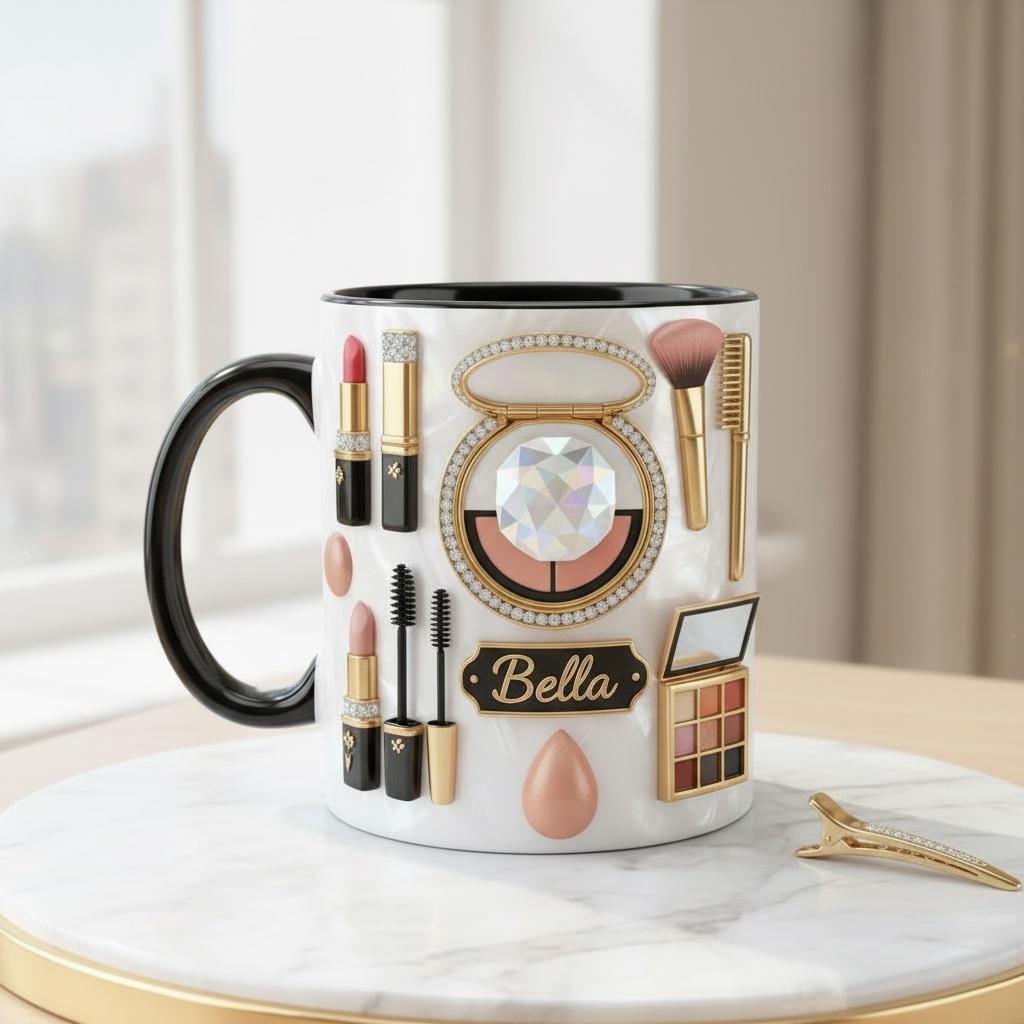 Custom Makeup Lover Mug, Personalized Beauty Lover Cup, Makeup Artist Gift, Mothers Day Gift