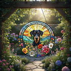 Personalized Doberman Pinscher Dog Portrait Stained Glass Suncatcher, Custom Pet Memorial Stained Glass Photo Suncatcher, Dog Loss Keepsake - image 2
