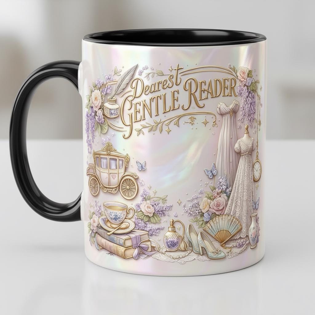 Dearest Gentle Reader Faux 3D Effect Acent Mug, Bookish Tea Lover Gift, Romance Reader Accent Mug - image 5