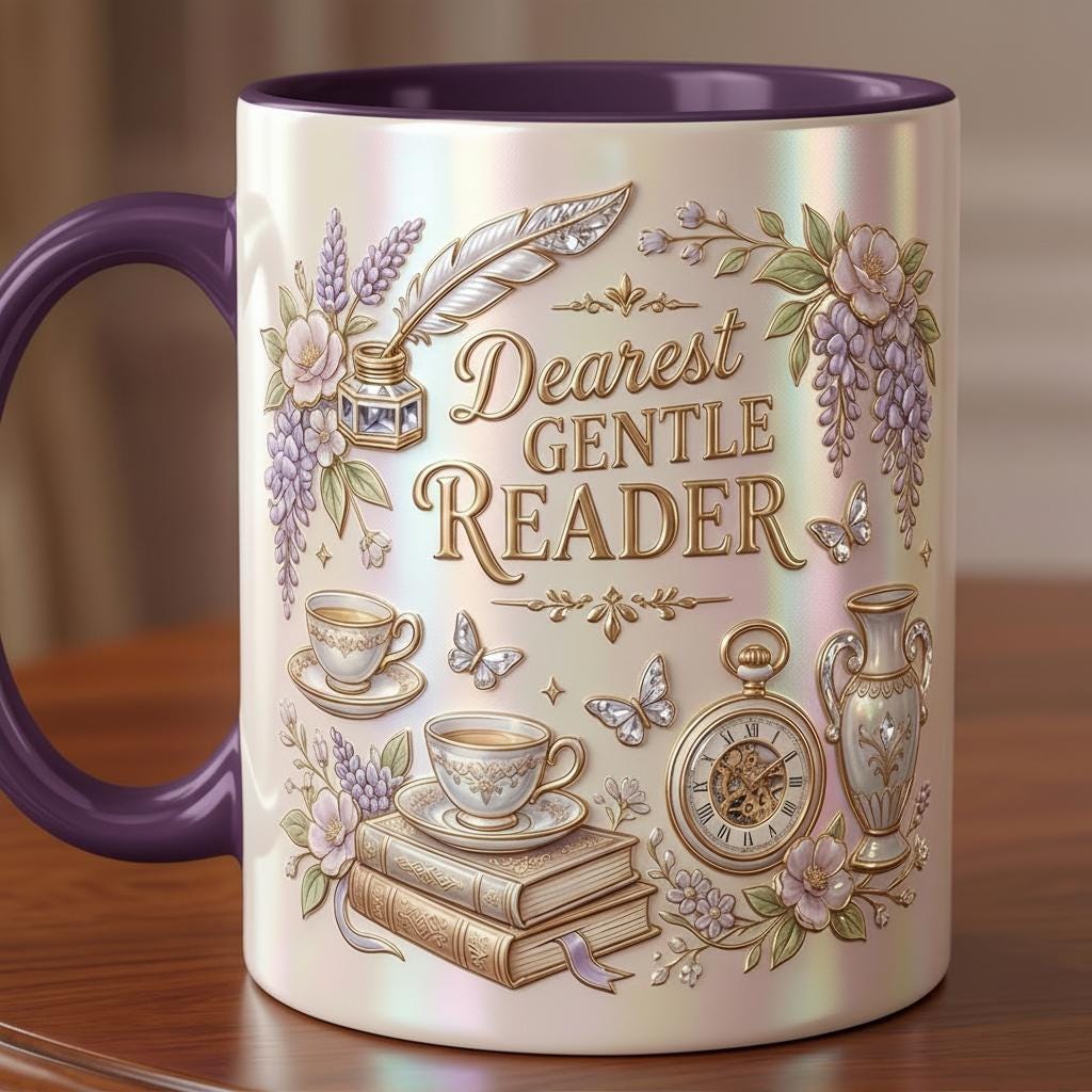 Dearest Gentle Reader Acent Mug,  Faux 3D Effect, Bookish Tea Lover Gift, Romance Reader Accent Mug - image 5