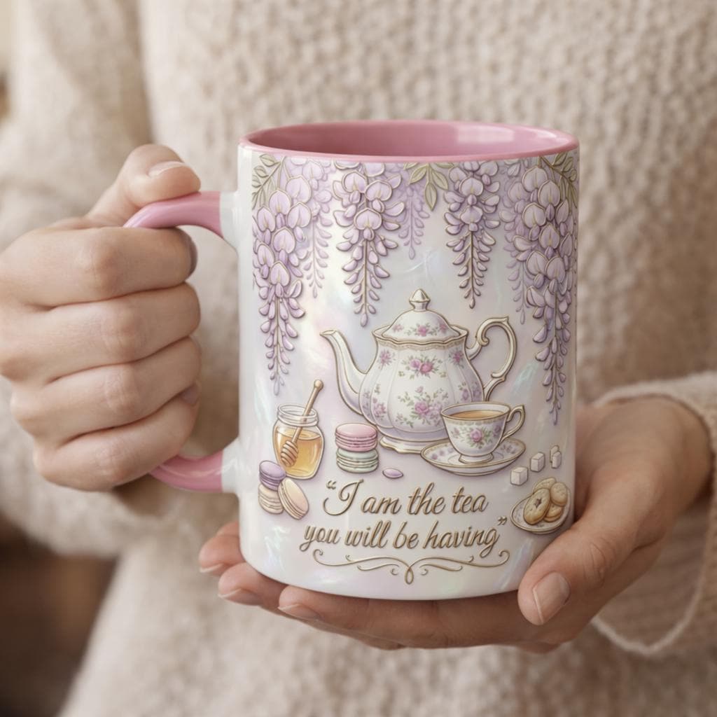 I Am The Tea That You Are Having Faux 3D Accent Mug, Bookish Tea Lover Gift, Romance Reader Accent Mug, BookTok Cup - image 2