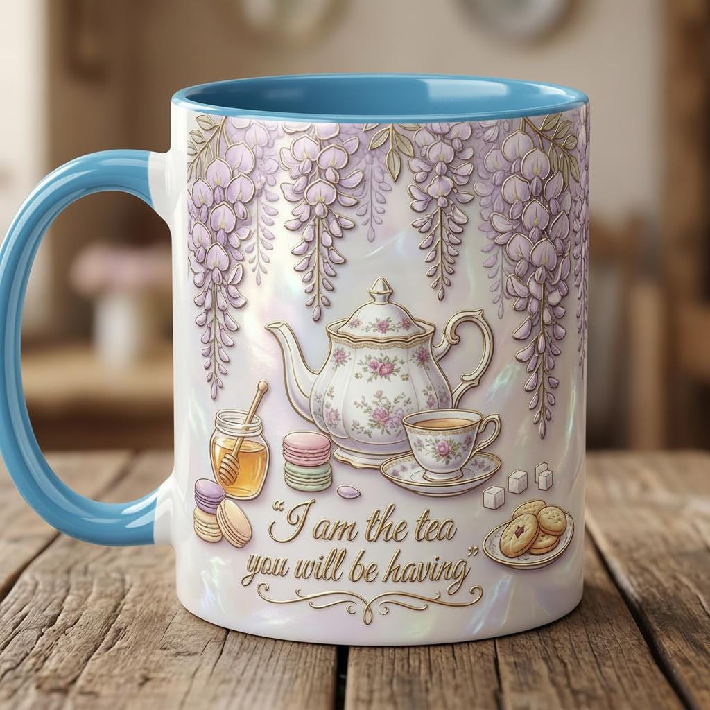 I Am The Tea That You Are Having Faux 3D Accent Mug, Bookish Tea Lover Gift, Romance Reader Accent Mug, BookTok Cup - image 4