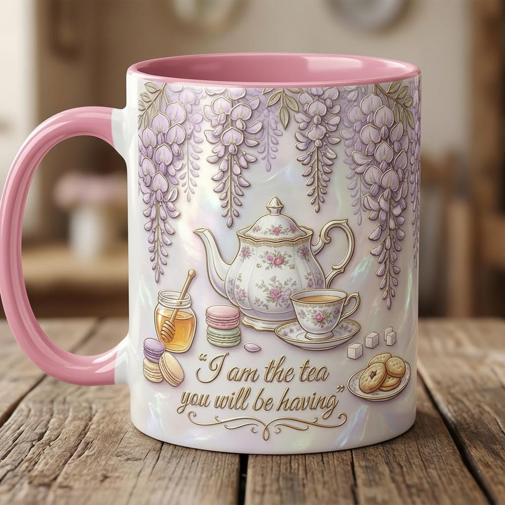 I Am The Tea That You Are Having Faux 3D Accent Mug, Bookish Tea Lover Gift, Romance Reader Accent Mug, BookTok Cup - image 6