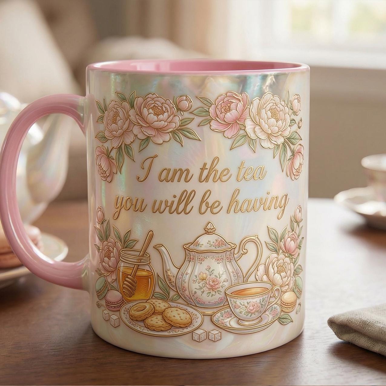 I Am The Tea That You Are Having Accent Mug, Bookish Tea Lover Gift, Romance Reader Accent Mug, Faux 3D Effect - image 4