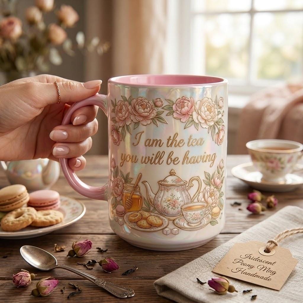 I Am The Tea That You Are Having Accent Mug, Bookish Tea Lover Gift, Romance Reader Accent Mug, Faux 3D Effect - image 2