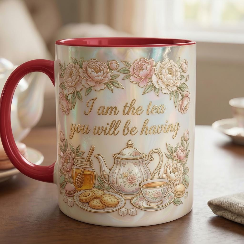 I Am The Tea That You Are Having Accent Mug, Bookish Tea Lover Gift, Romance Reader Accent Mug, Faux 3D Effect - image 5