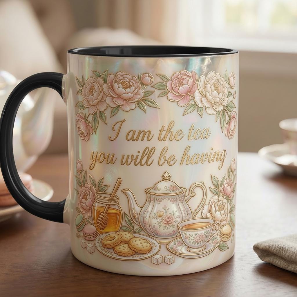 I Am The Tea That You Are Having Accent Mug, Bookish Tea Lover Gift, Romance Reader Accent Mug, Faux 3D Effect - image 8