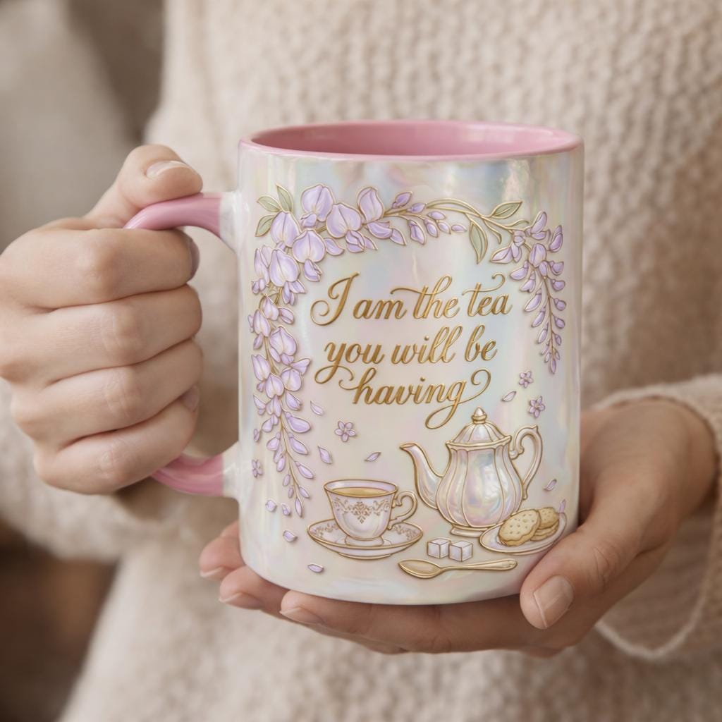 I Am The Tea You Will Be Having Faux 3D Accent Mug, Bookish Tea Lover Gift, Romance Reader Accent Mug - image 3