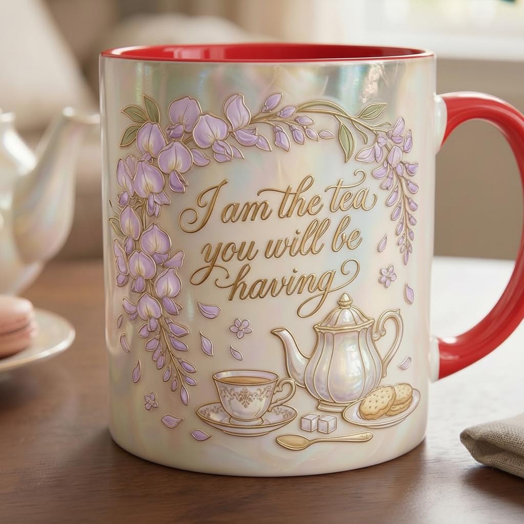 I Am The Tea You Will Be Having Faux 3D Accent Mug, Bookish Tea Lover Gift, Romance Reader Accent Mug - image 4