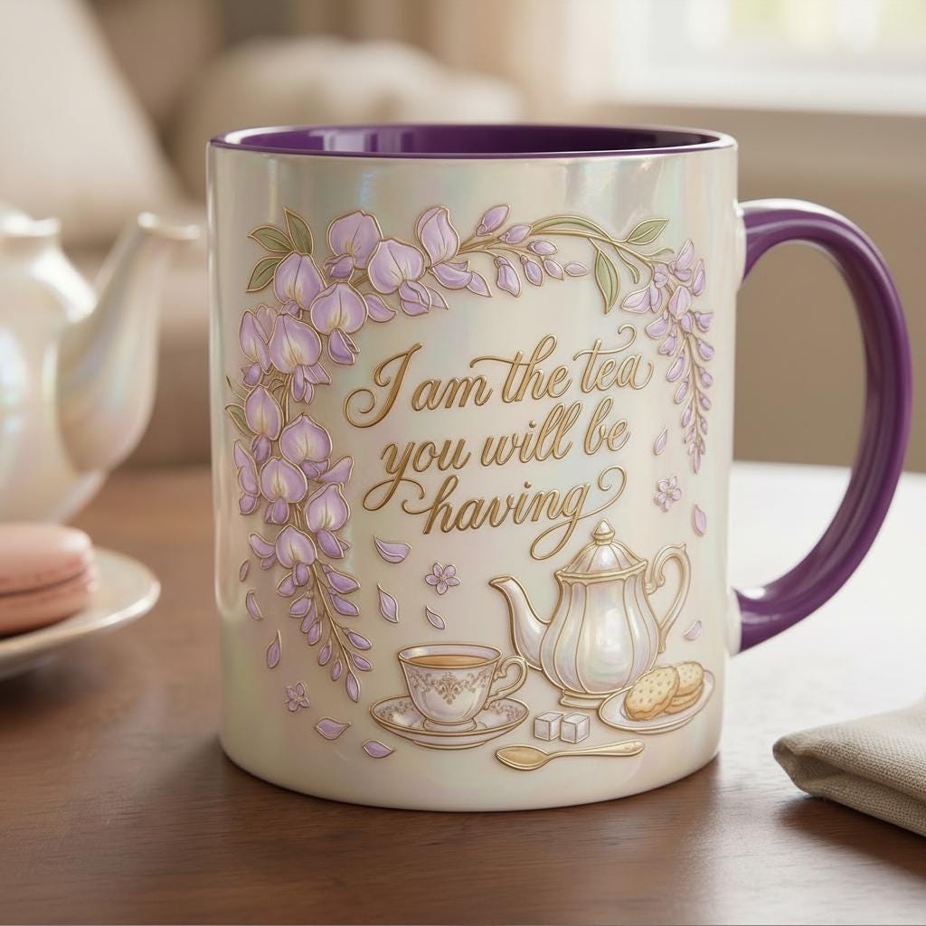 I Am The Tea You Will Be Having Faux 3D Accent Mug, Bookish Tea Lover Gift, Romance Reader Accent Mug - image 5