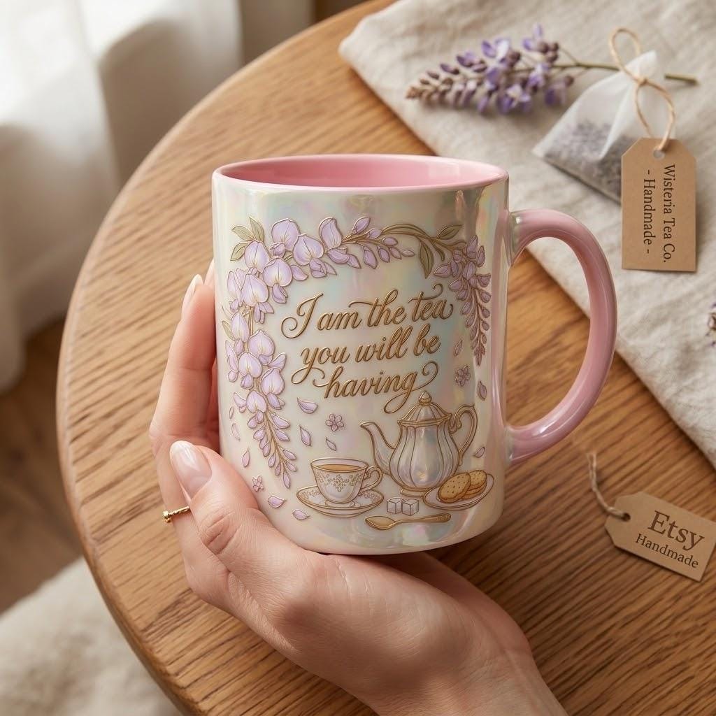 I Am The Tea You Will Be Having Faux 3D Accent Mug, Bookish Tea Lover Gift, Romance Reader Accent Mug - image 2