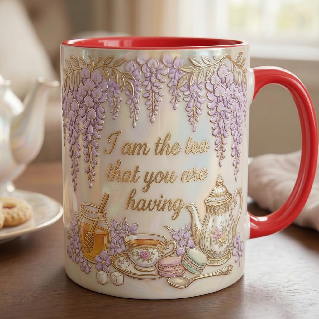 I Am The Tea That You Are Having Accent Mug, Faux 3D Effect Bookish Tea Lover Gift, Romance Reader Accent Mug - image 2