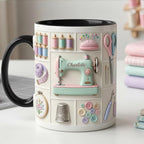 Personalized Sewing Machine Mug, Faux 3D Craft Coffee Mug, Sewing Lover Gift, Crochet Lover Mug - image 4