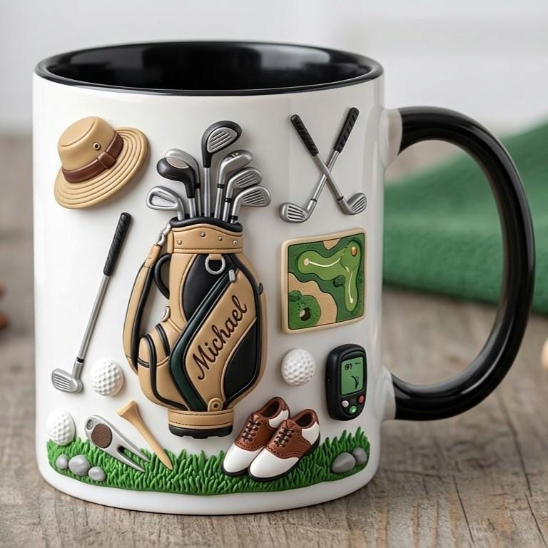 Personalized Golf Mug, Custom Name Golfer Coffee Mug, Sports Lover, Gift for Him