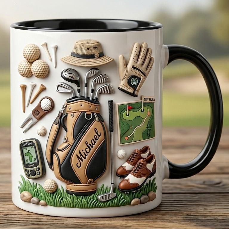 Personalized Golf Mug, Custom Name Golfer Coffee Mug, Sports Lover, Gift for Him