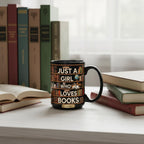Personalized Book Cat Lover Mug, Custom Bookshelf Just A Girl Who Loves Book Coffee Cup - image 2