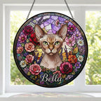 Personalized Sphynx  Cat Portrait Stained Glass Suncatcher, Custom Pet Memorial Stained Glass Photo Suncatcher, Cat Loss Keepsake - image 5