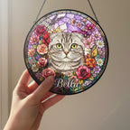 Personalized Scottish Fold Cat Portrait Stained Glass Suncatcher, Custom Pet Memorial Stained Glass Photo Suncatcher, Cat Loss Keepsake - image 5