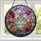 Personalized Scottish Fold Cat Portrait Stained Glass Suncatcher, Custom Pet Memorial Stained Glass Photo Suncatcher, Cat Loss Keepsake - image 2