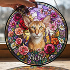 Personalized Oriental Shorthair Cat Portrait Stained Glass Suncatcher, Custom Pet Memorial Stained Glass Photo Suncatcher, Cat Loss Keepsake - image 2