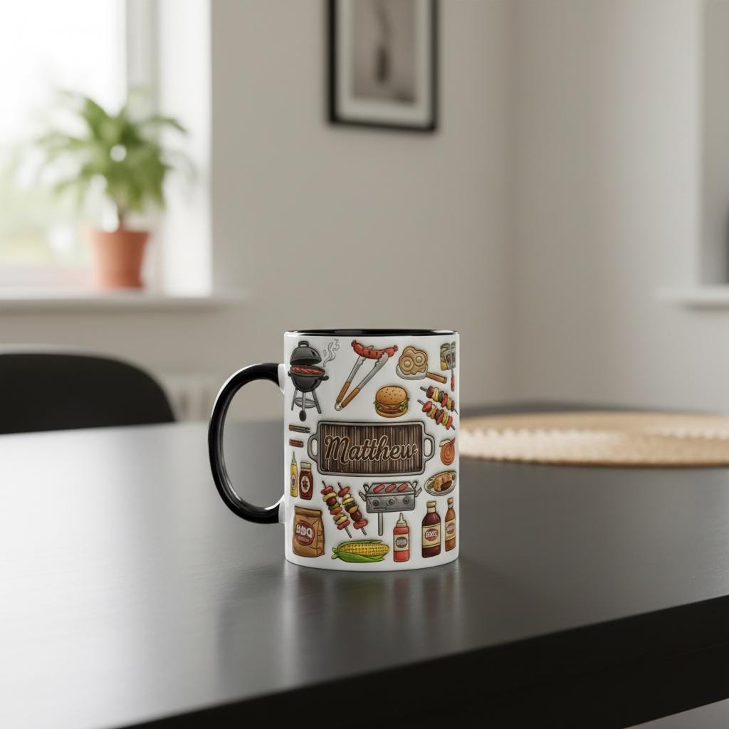 Personalized BBQ Mug, Custom Name Grilling Lover Coffee Cup, Gift for Men Women - image 2