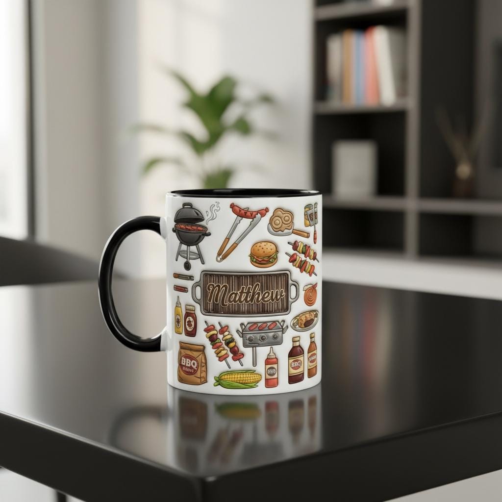 Personalized BBQ Mug, Custom Name Grilling Lover Coffee Cup, Gift for Men Women - image 3