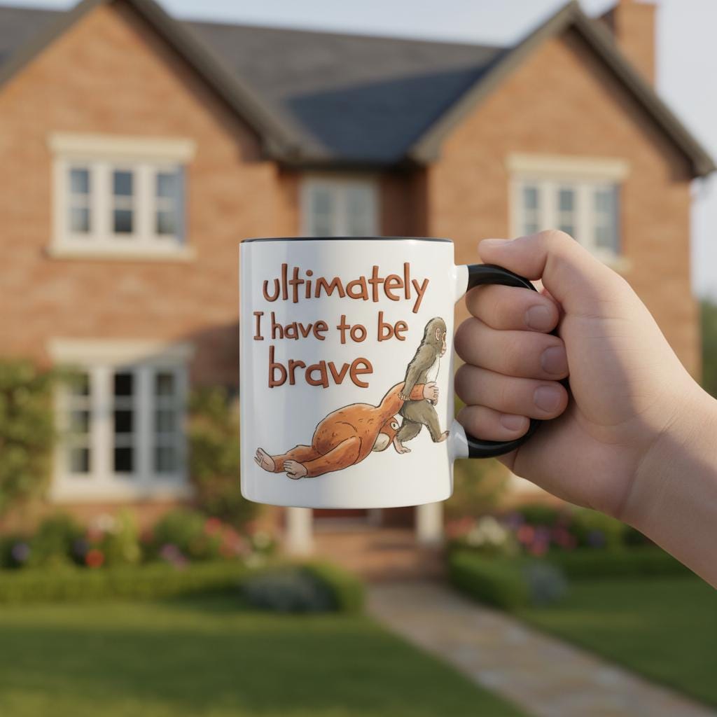 Punch Monkey Mug, Ultimately I Have to Be Brave Punchy Coffee Mugs, Funny Trendy Viral Monkey - image 2