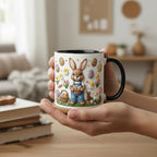 Retro Personalized Bunny Easter Mug, Custom Name Easter Eggs Coffee Mugs, Cute Rabbit Easter Day Cup - image 3