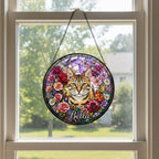 Personalized Savannah Cat Portrait Stained Glass Suncatcher, Custom Pet Memorial Stained Glass Photo Suncatcher, Cat Loss Keepsake - image 4
