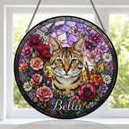 Personalized Savannah Cat Portrait Stained Glass Suncatcher, Custom Pet Memorial Stained Glass Photo Suncatcher, Cat Loss Keepsake - image 3