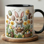 Personalized Bunny Easter Mug, Custom Name Easter Eggs Coffee Mugs, Cute Rabbit Easter Day Cup