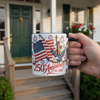Personalized 250th America Anniversary Mug, Custom Name Independence Day Coffee Mugs, Patriotic USA Flag Cup - image 3
