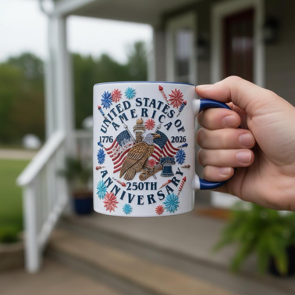 Personalized 250th America Anniversary Mug, Custom Name Independence Day Coffee Mugs, Patriotic Eagle USA Flag Cup - image 3