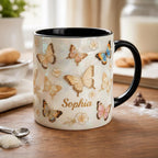 Personalized Butterfly Mug, Custom Name Butterfly Lover Coffee Mugs, Gift for Men Women