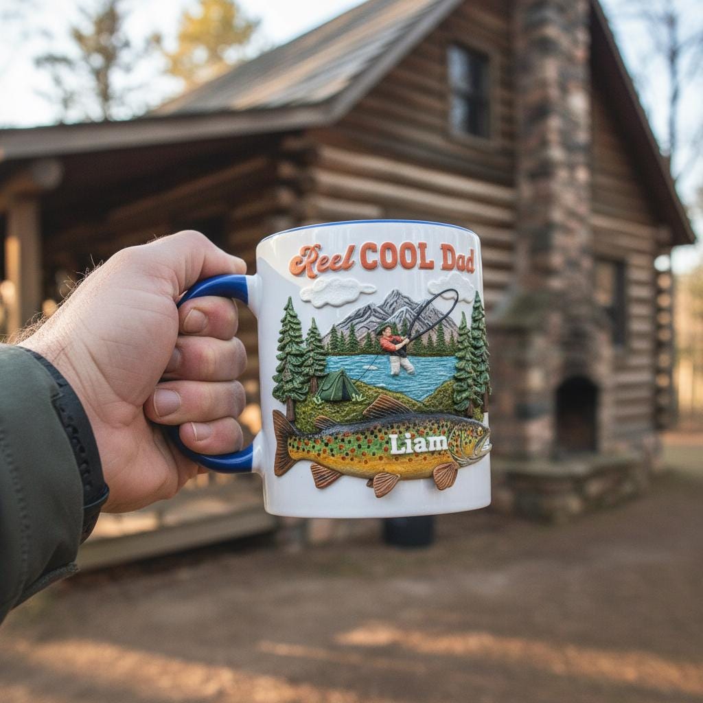 Personalized Fishing Lover Mug, Custom Name Dad Grandpa Coffee Cup, Reel Cool Dad Cups - image 2