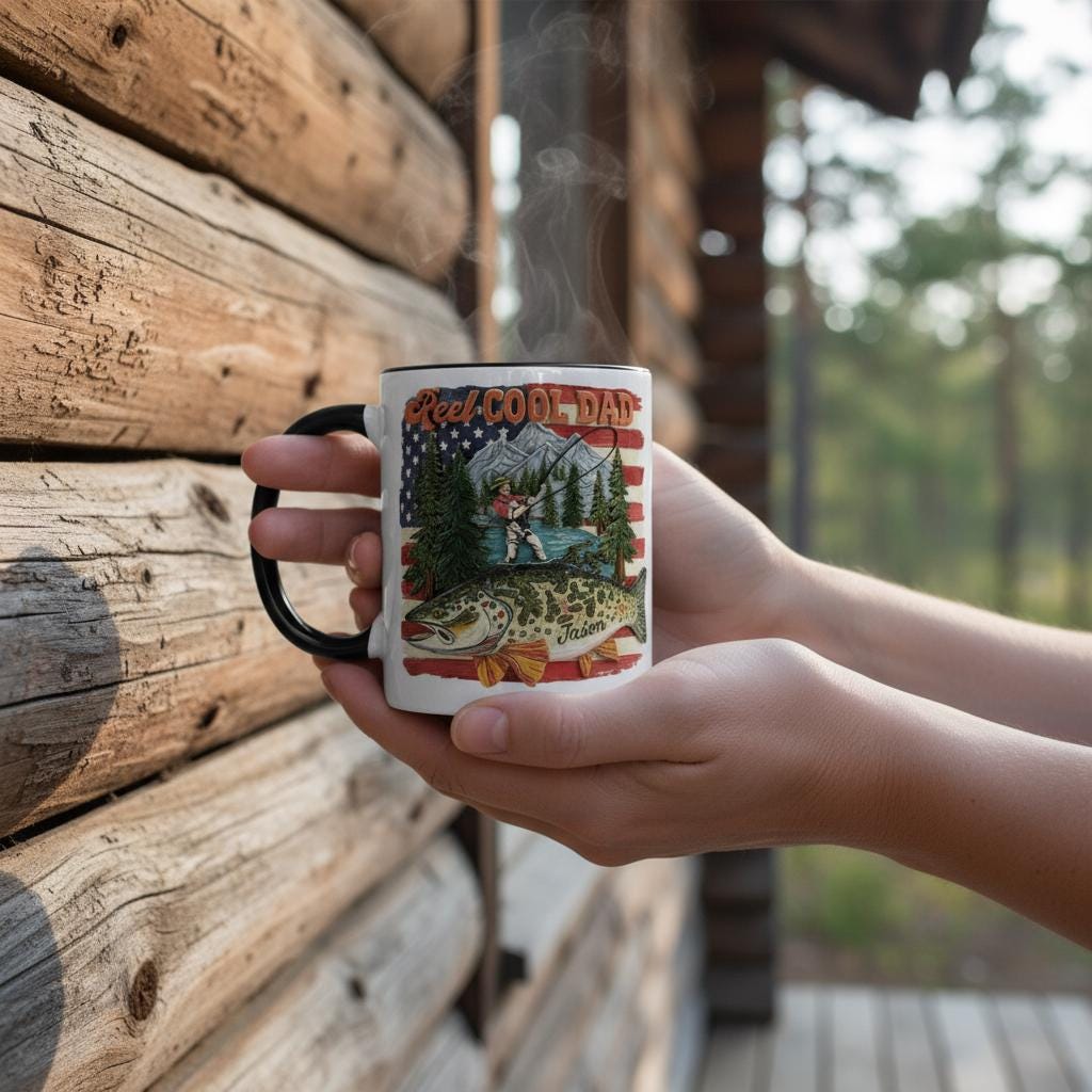 Personalized Fishing Dad Mug, Custom Name Grandpa Coffee Mugs, Reel Cool Dad Cup - image 3