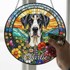 Personalized Great Dane  Dog Portrait Stained Glass Suncatcher, Custom Pet Memorial Stained Glass Photo Suncatcher,Dog Loss Keepsake - image 3