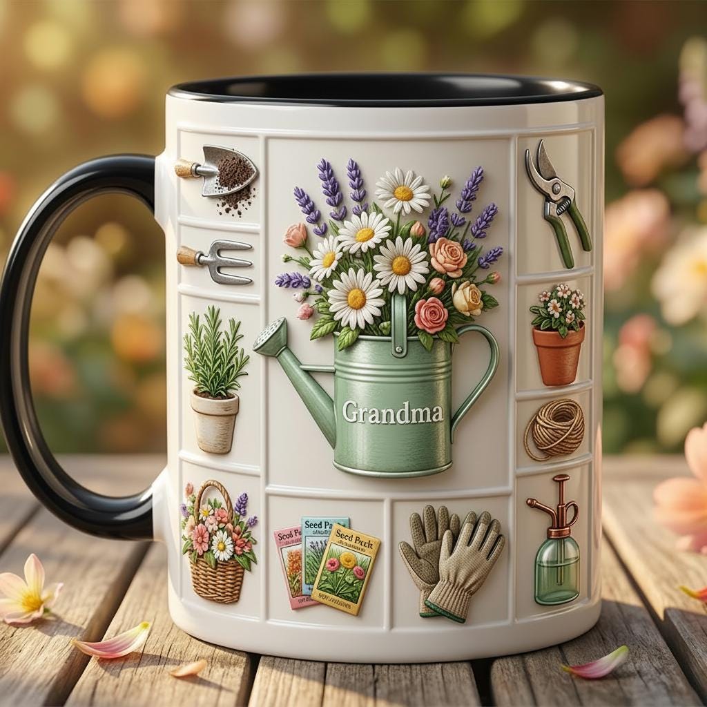 Personalized Gardening Faux 3D Accent Mug, Gardening Gift for Mom Grandma - image 2