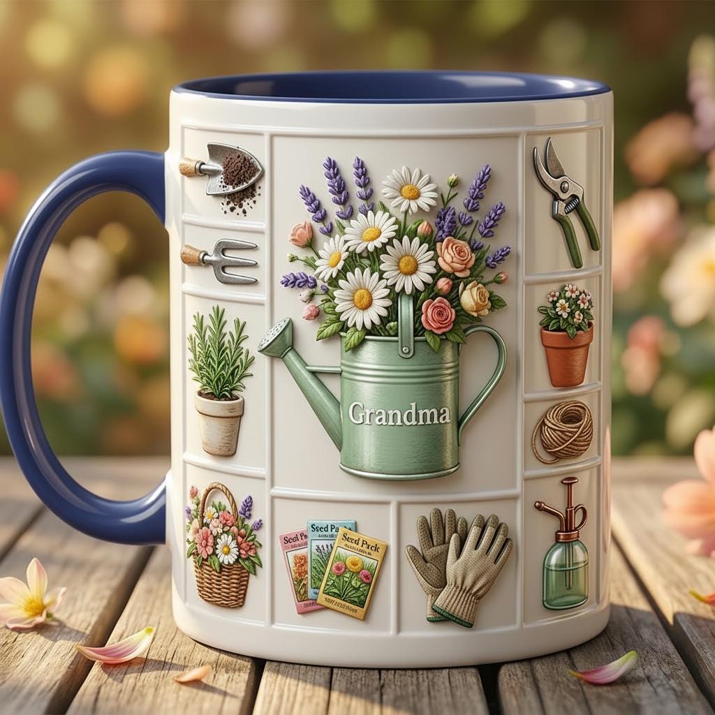 Personalized Gardening Faux 3D Accent Mug, Gardening Gift for Mom Grandma - image 5