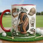 Personalized Golf Faux 3D Accent Mug, Golf Accent Mug, Golf Lover Coffee Cup, Father's Day Gift For Dad Grandpa - image 4