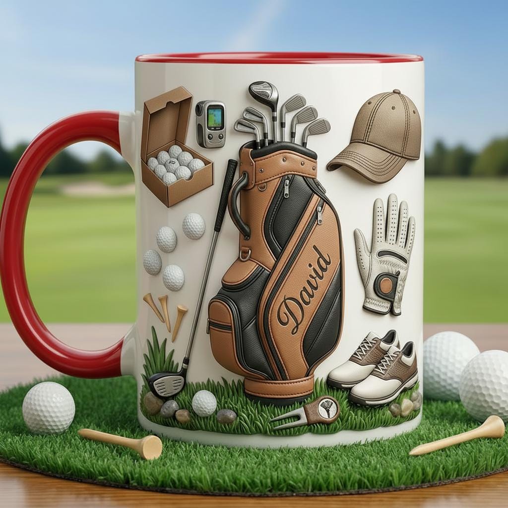 Personalized Golf Faux 3D Accent Mug, Golf Accent Mug, Golf Lover Coffee Cup, Father's Day Gift For Dad Grandpa - image 4
