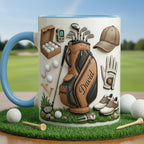 Personalized Golf Faux 3D Accent Mug, Golf Accent Mug, Golf Lover Coffee Cup, Father's Day Gift For Dad Grandpa - image 2