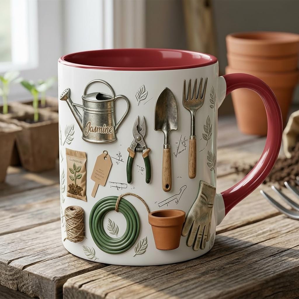 Custom Name Gardening Faux 3D Accent Mug, Gardening Gift for Mom Grandma - image 4