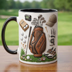 Custom Name Golf Faux 3D Accent Mug, Golf Accent Mug, Golf Lover Coffee Cup, Father's Day Gift For Dad Grandpa