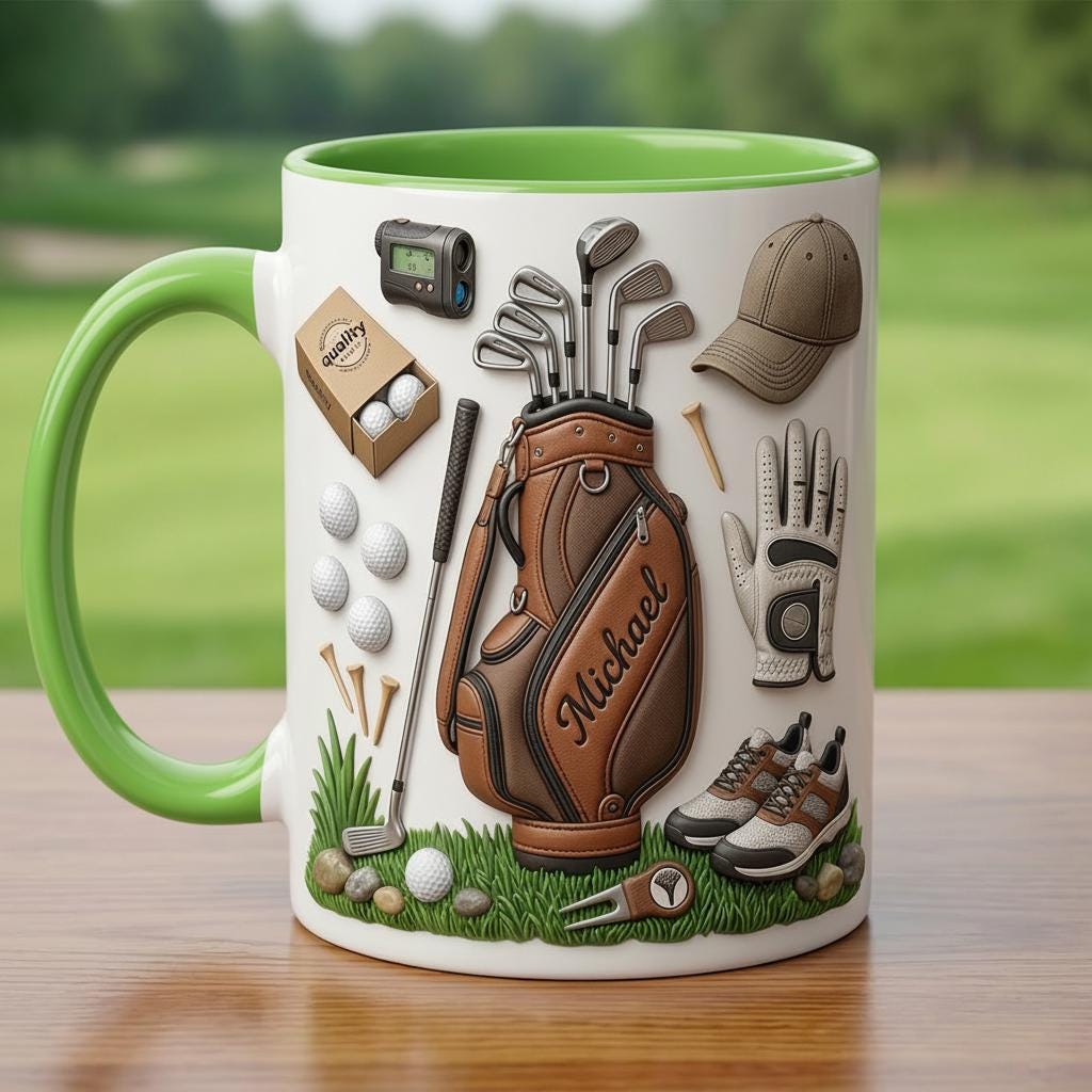 Custom Name Golf Faux 3D Accent Mug, Golf Accent Mug, Golf Lover Coffee Cup, Father's Day Gift For Dad Grandpa - image 5