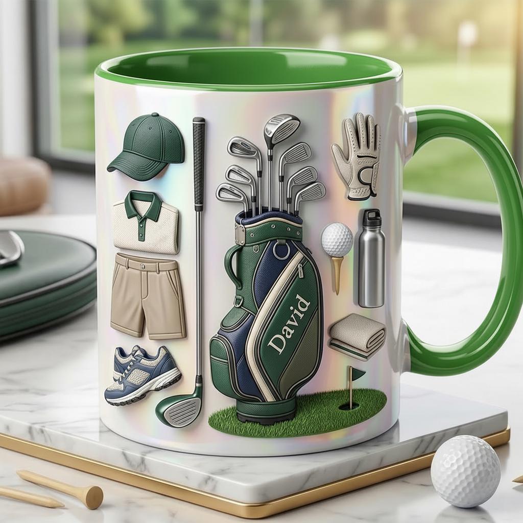 Personalized Golf Accent Mug, Golf Accent Mug, Golf Lover Coffee Cup, Father's Day Gift For Dad Grandpa, Faux 3D Effect Cup - image 4