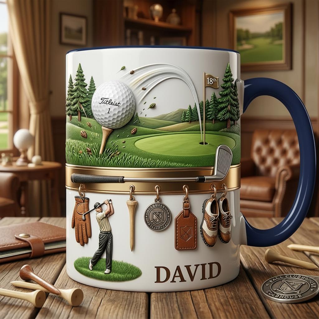 Custom Name Golf Faux 3D Accent Mug, Golf Accent Mug, Golf Lover Coffee Cup, Father's Day - image 3