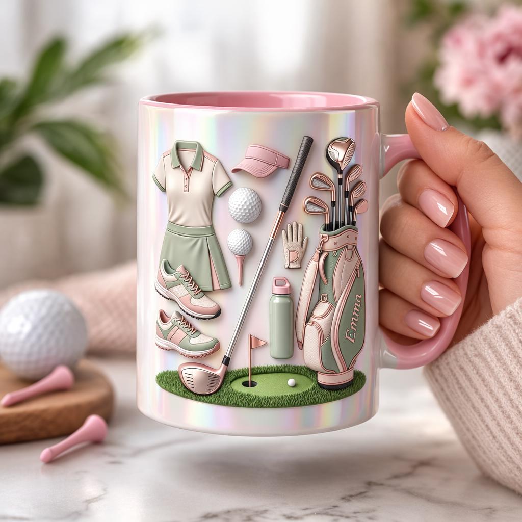 Personalized Golf Accent Mug, Golf Accent Mug, Golf Lover Coffee Cup, Mother's Day Gift, Faux 3D Effect - image 2