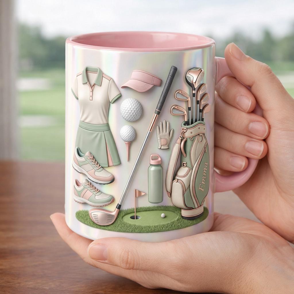Personalized Golf Accent Mug, Golf Accent Mug, Golf Lover Coffee Cup, Mother's Day Gift, Faux 3D Effect - image 3