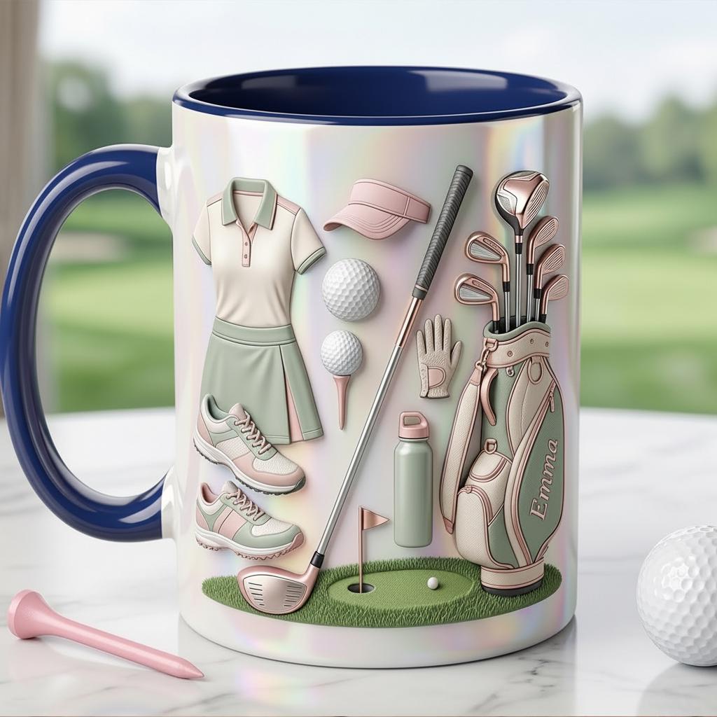 Personalized Golf Accent Mug, Golf Accent Mug, Golf Lover Coffee Cup, Mother's Day Gift, Faux 3D Effect - image 5
